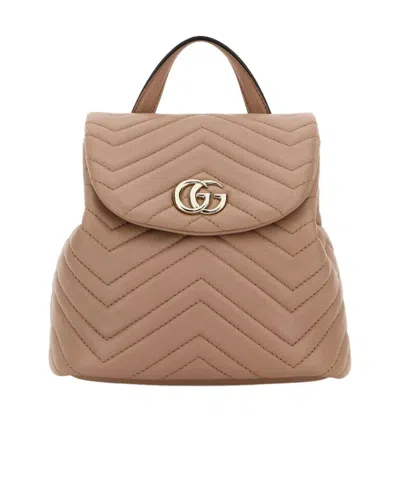 Gucci Mini Gg Marmont Leather Backpack. In Sand