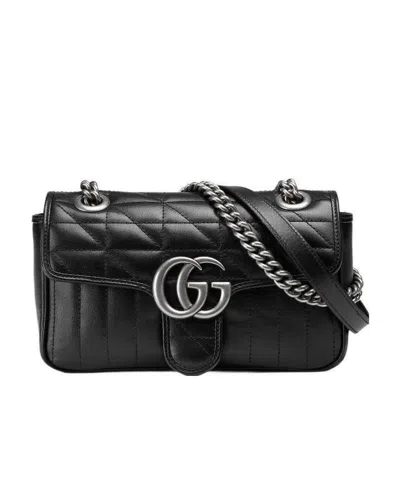 Gucci Mini Gg Marmont Matelassé Shoulder Bag In Black