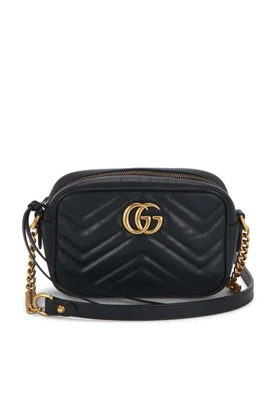Pre-owned Gucci Mini Gg Marmont Shoulder Bag In Black