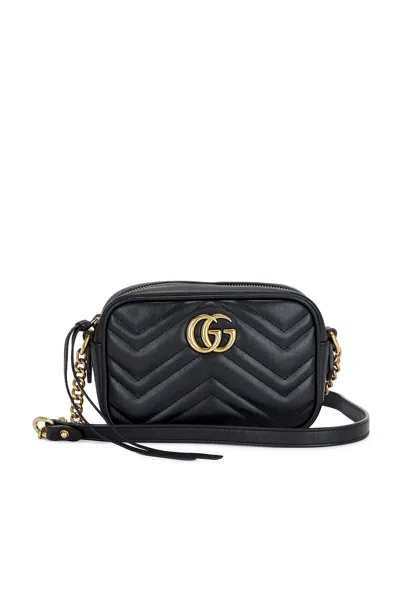 Pre-owned Gucci Mini Gg Marmont Shoulder Bag In Black
