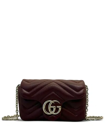 Gucci Mini Gg Marmont Shoulder Bag In Brown
