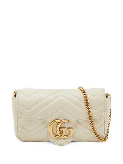 Pre-owned Gucci Mini Gg Marmont Shoulder Bag In Neutrals
