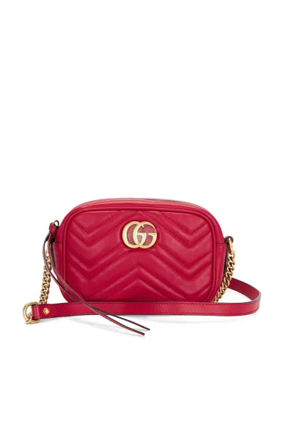 Pre-owned Gucci Mini Gg Marmont Shoulder Bag In Red