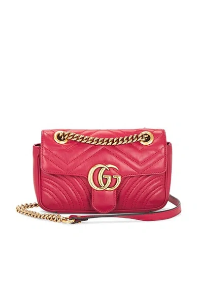 Pre-owned Gucci Mini Gg Marmont Shoulder Bag In Red