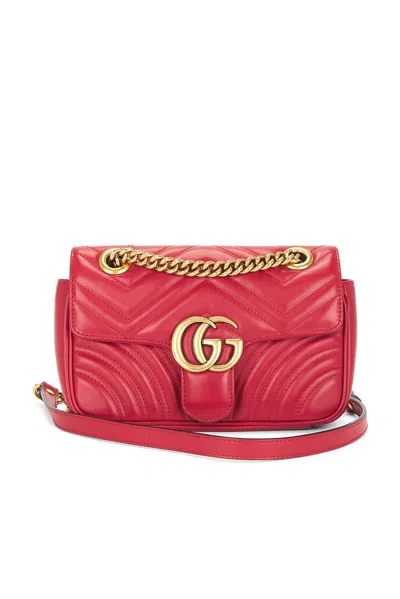 Pre-owned Gucci Mini Gg Marmont Shoulder Bag In Red
