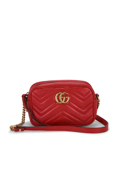 Pre-owned Gucci Mini Gg Marmont Shoulder Bag In Red