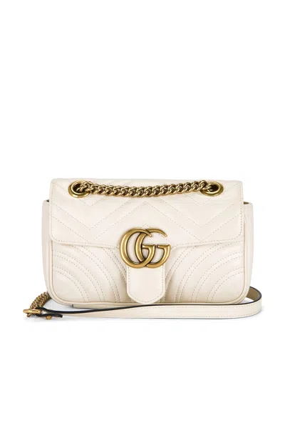 Pre-owned Gucci Mini Gg Marmont Shoulder Bag In White