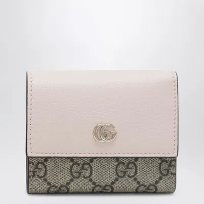 Gucci Mini Gg Marmont Wallet In Pink/gg Supreme