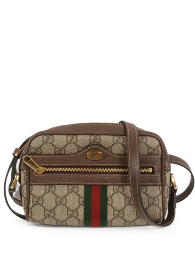 Pre-owned Gucci Mini Gg Ophidia Cross Body Bag In Brown