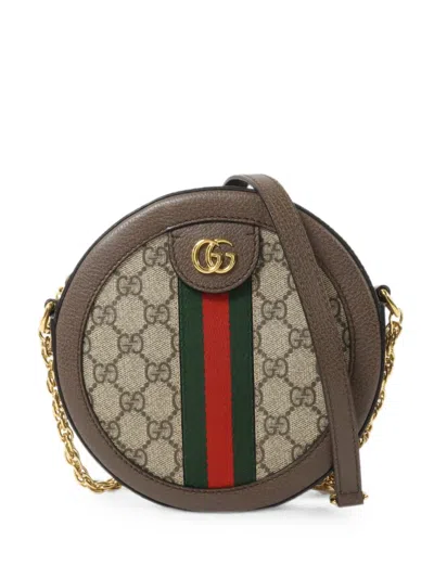 Pre-owned Gucci Mini Gg Ophidia Shoulder Bag In Brown