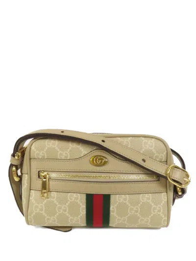 Pre-owned Gucci Mini Gg Ophidia Shoulder Bag In Neutral