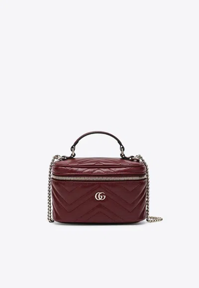 Gucci Mini Gg Quilted Leather Vanity Bag In Burgundy