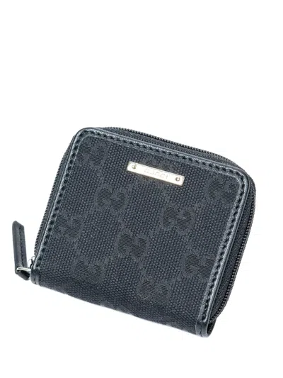 Pre-owned Gucci Mini Gg Supreme Canvas Zip-fastening Wallet In Black