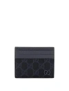 Gucci Two Tone Gg Supreme Card Holder In Black