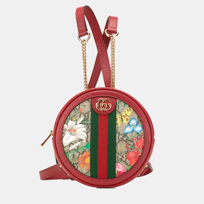 Pre-owned Gucci Mini Gg Supreme Flora Round Ophidia Backpack