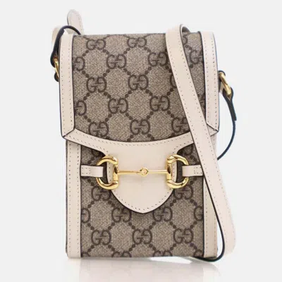 Pre-owned Gucci Mini Gg Supreme Horsebit 1955 In Sand