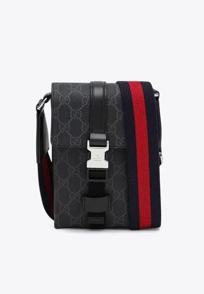 Gucci Mini Gg Supreme Phone Holder In Black