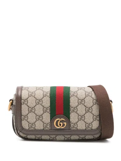Gucci Mini Gg Supreme Shoulder Bag In Brown