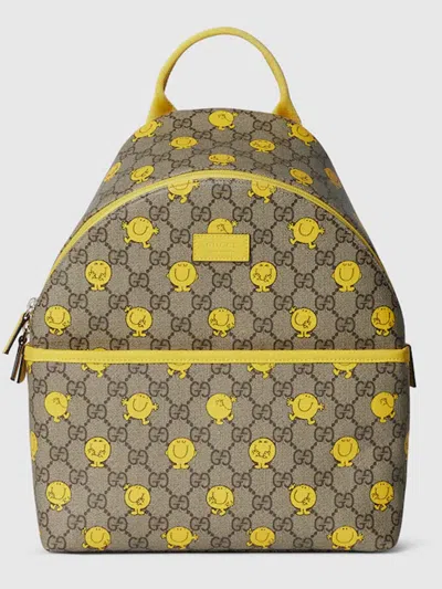 Gucci Mini Gg Suprinteme Backpack With Mr. Men Characters In Beige