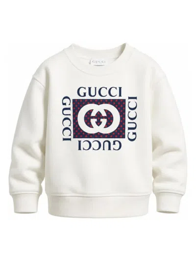 Gucci Mini  Kids Baby Girl Cotton Sweatshirt With Front Printed Logo In White
