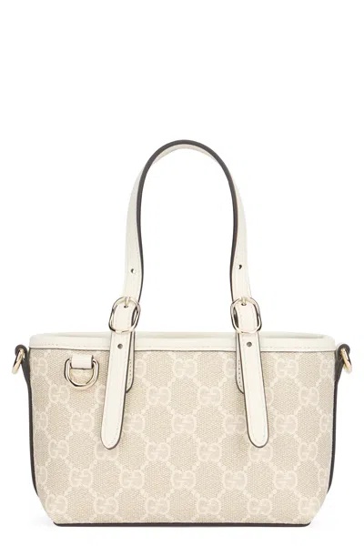 Gucci Mini Handbag With Gg Emblem - 17.5 Cm In Neutral