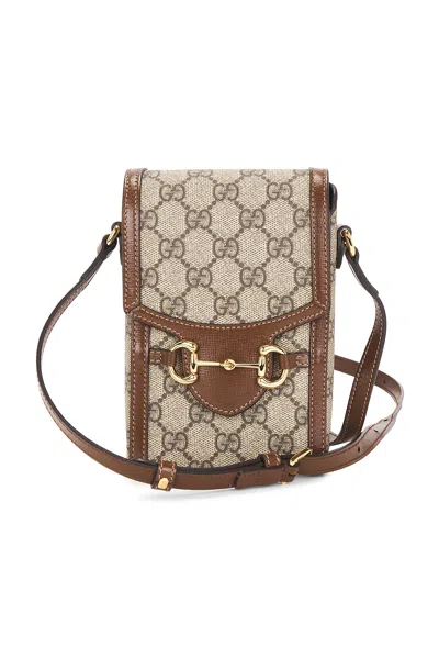 Pre-owned Gucci Mini Horsebit 1955 Crossbody Bag In Sand