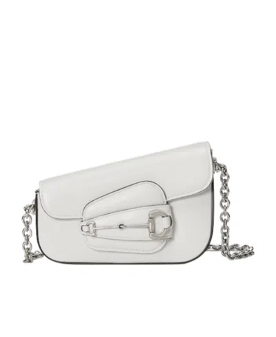 Gucci Mini Horsebit 1955 Shoulder Bag In White