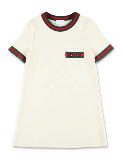 Gucci Mini Horsebit Dress For Girls In White