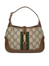 Gucci Jackie 1961 Small Webbing-trimmed Coated-canvas And Leather Shoulder Bag In Brown
