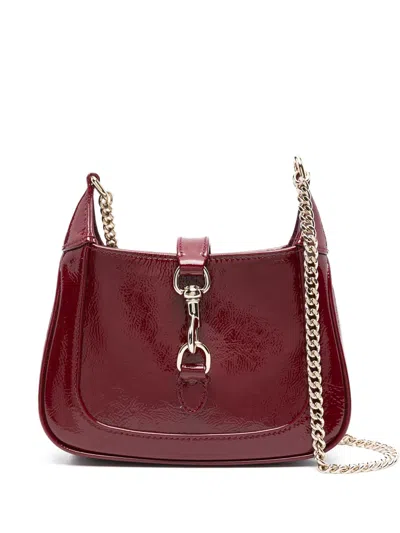 Gucci Jackie Notte Patent Leather Mini Bag In Red