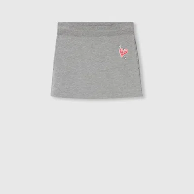 Gucci Mini Jersey Skirt With Patch In Grey