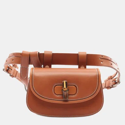 Pre-owned Gucci Mini Leather Bamboo 1947 Belt Bag In Brown