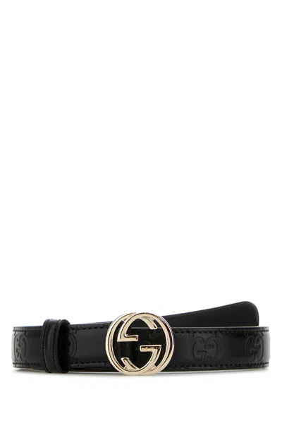 Gucci Mini Leather Belt, 2 Cm In Black