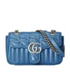 Gucci Mini Leather Gg Marmont Shoulder Bag In Blue