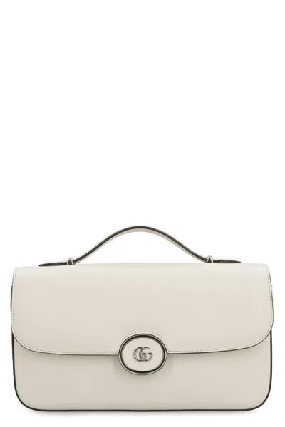 Gucci Mini Leather Shoulder Handbag With Flip-lock Closure In Neutral