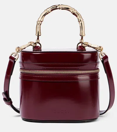 Gucci Mini Leather Vanity Bag In Burgundy