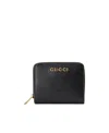 Gucci Mini Logo-script Leather Wallet In Black