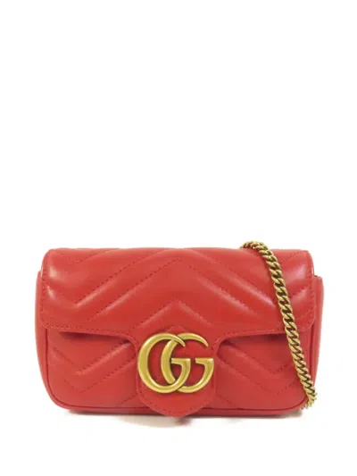 Pre-owned Gucci Mini Marmont Shoulder Bag In Red
