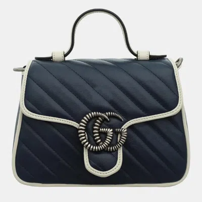 Pre-owned Gucci Mini Marmont Top Handle Bag In Black