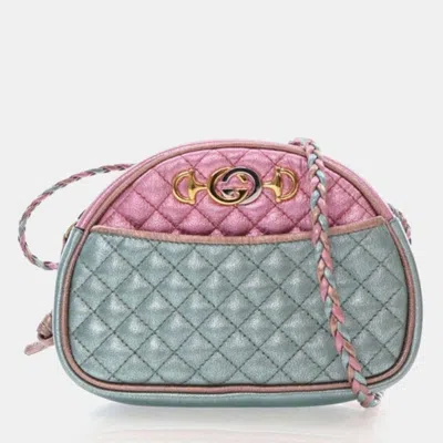Pre-owned Gucci Mini Metallic Calfskin Trapuntata Crossbody Bag In Multi