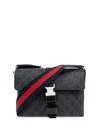Gucci Black Crossbody Bag With Metallic Buckle In Black