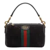 Gucci Dark Brown Suede Mini Ophidia Handbag In Black