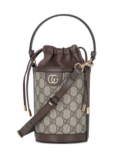 Gucci Mini Ophidia Bucket Bag In Brown