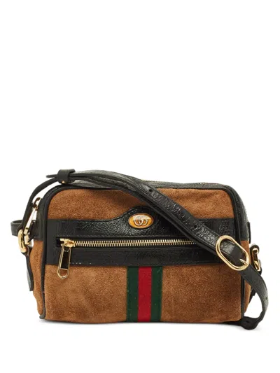 Pre-owned Gucci Mini Ophidia Camera Cross Body Bag In Brown