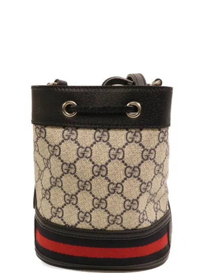 Pre-owned Gucci Mini Ophidia Gg Bucket Bag In Blue