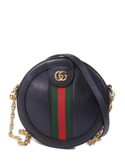 Pre-owned Gucci Mini Ophidia Gg Shoulder Bag In Black