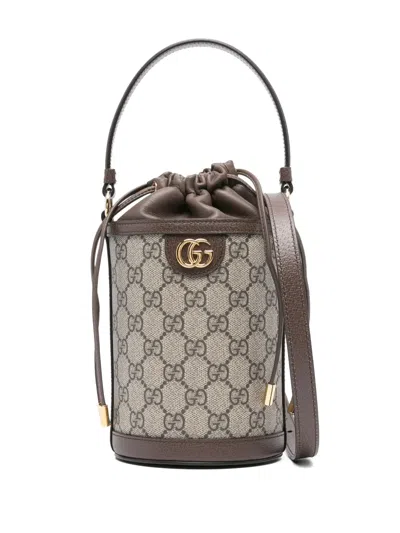Gucci Mini Ophidia Gg-supreme Bucket Bag In Neutral