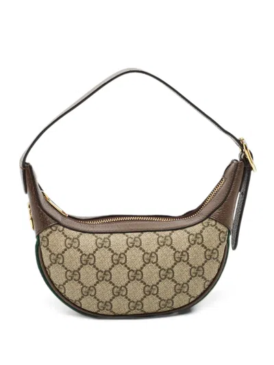 Pre-owned Gucci Mini Ophidia Gg Supreme Hobo Bag In Neutrals