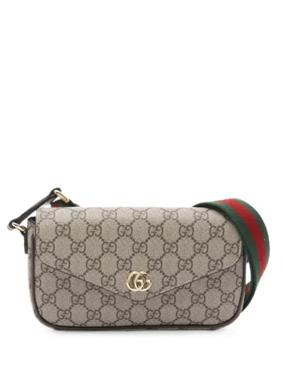 Pre-owned Gucci Mini Ophidia Gg Supreme Shoulder Bag In Neutral