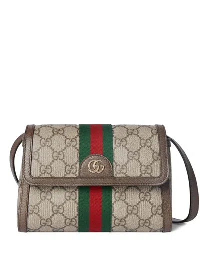 Gucci Mini Ophidia Shoulder Bag In Brown